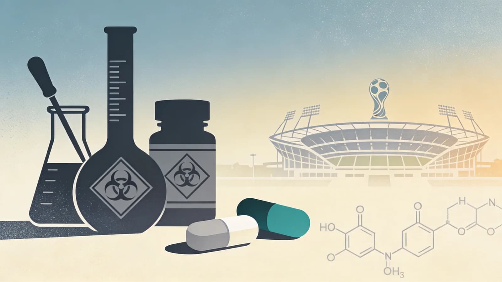 DEA laboratory testing equipment with warning symbols, representing fentanyl detection and World Cup safety concerns