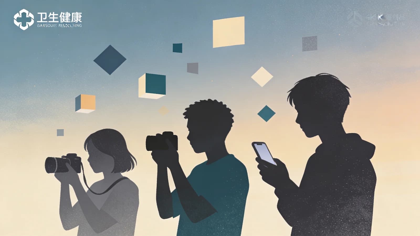 Young creators with cameras and phones producing content, representing New York's youth-driven addiction prevention campaign