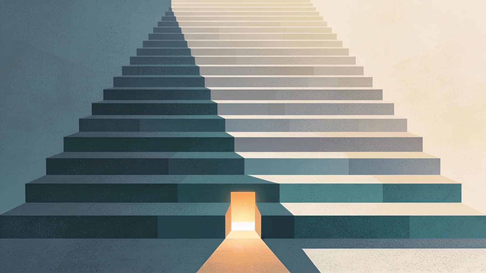 Staircase of geometric blocks representing young patients leaving addiction medication before six months